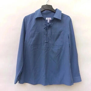 ❤️Denim& Co Stretch Woven Lace-Up Pullover Shirt